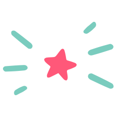 Pink and teal star icon